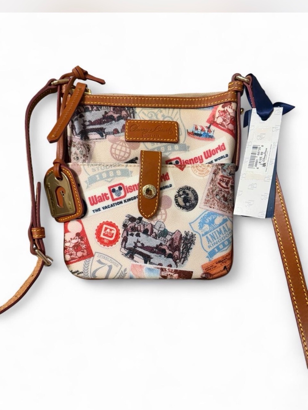 NWT Dooney & Bourke Walt Disney World 40th Anniversary Stamp Print Crossbody Bag